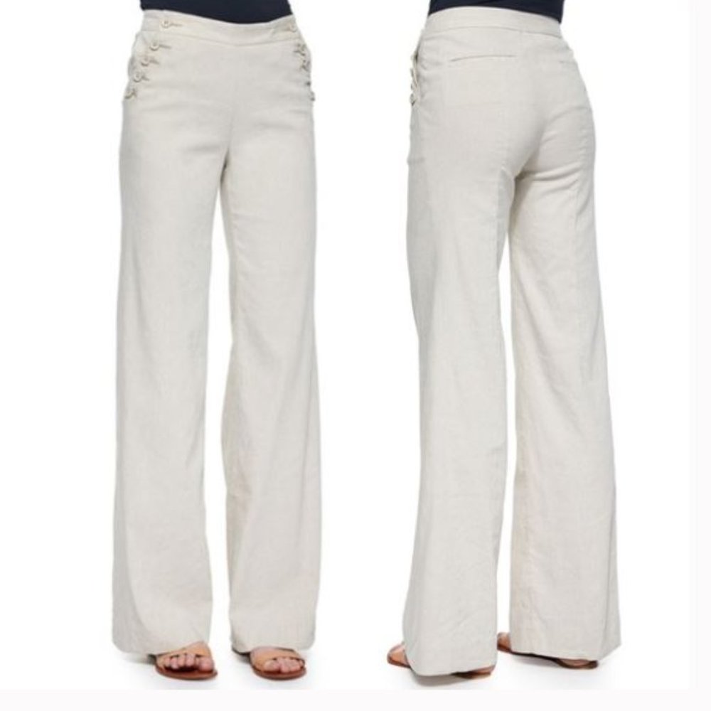 NEW: THEORY ALRIGO HIGH-WAISTED LINEN PANTS